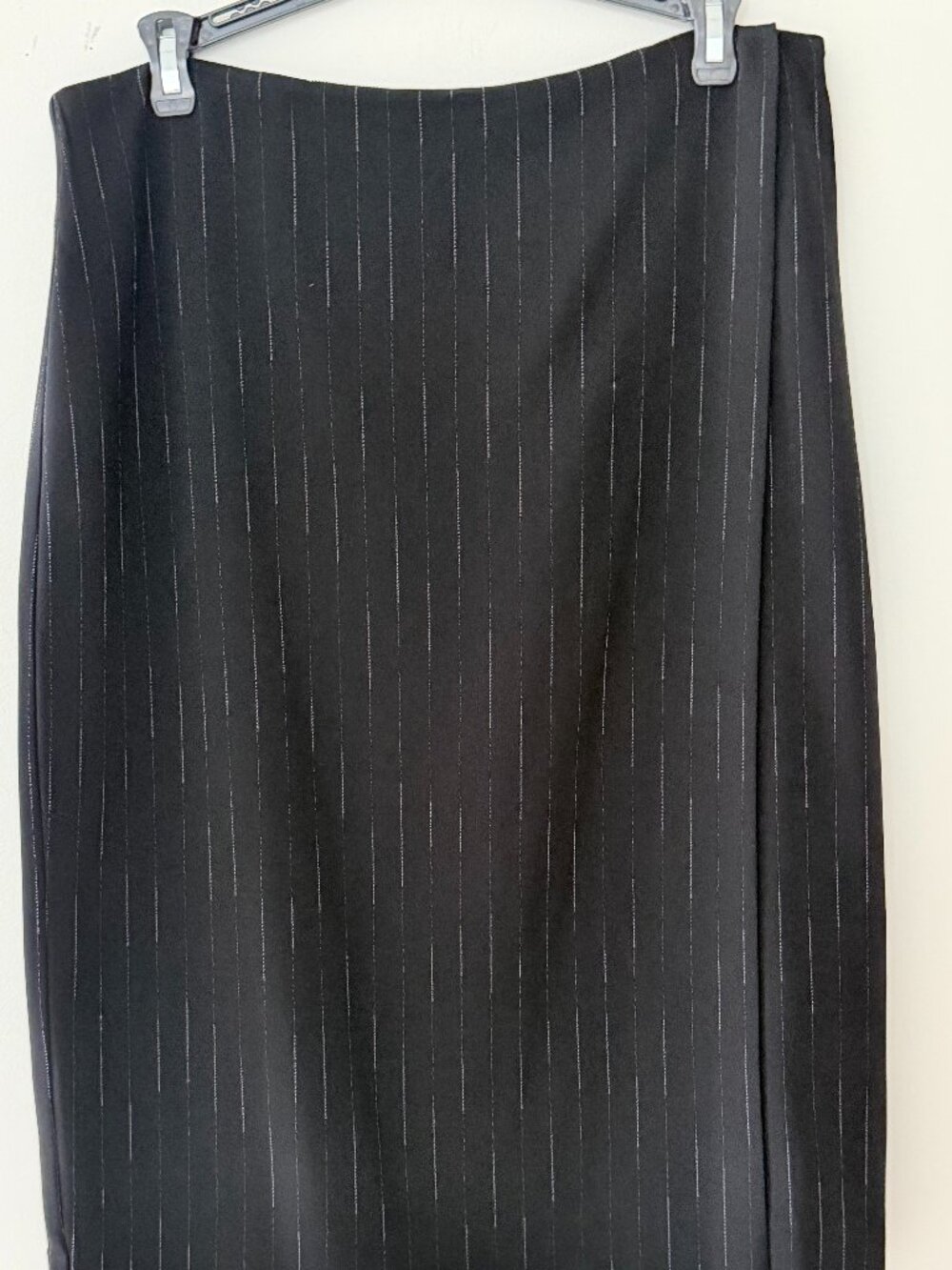 MM LaFleur Black Skirt Size 12 Silver Stripe Faux Wrap Logan Fabric from Japan